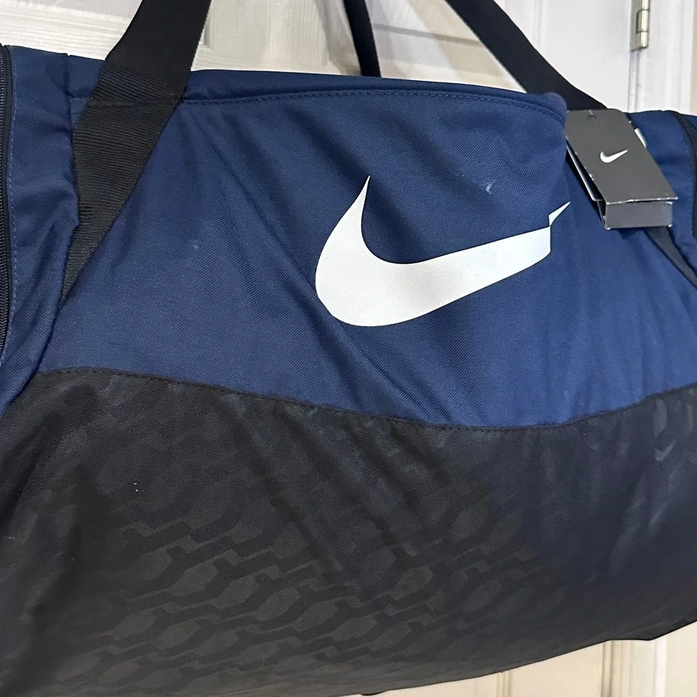 Nike vintage duffle Bag Navy Blue Black Gym Travel Bag Large nwt